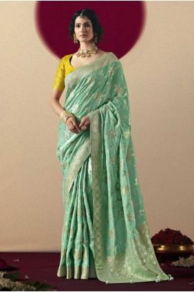 Blue Weaving Bemberg Party Wear Saree SR28859