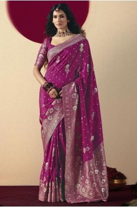 Weaving Bemberg Saree in Purple SR28865