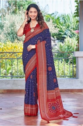 Blue Tussar silk Saree with Printed SR29479