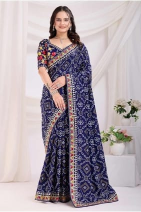 Blue Silk Saree with Printed SR28180