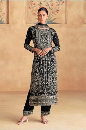 Blue Cotton Digital print Straight Pant Suit with Dupatta SK155154