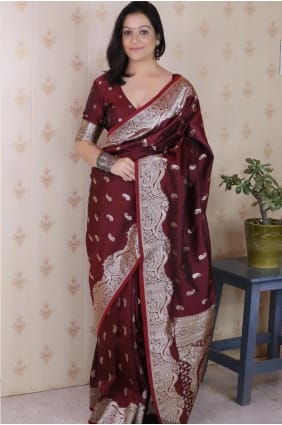 Banarasi silk Saree in Brown with Weaving SR28964