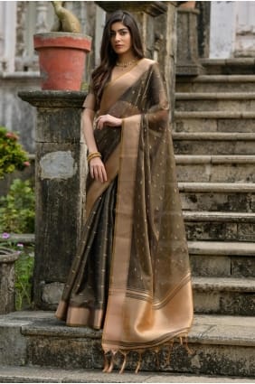 Brown Silk Zari Saree with Blouse SR29300