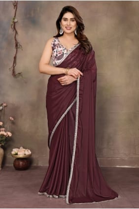 Burugundy Mirror,printed Georgette Saree SR30072