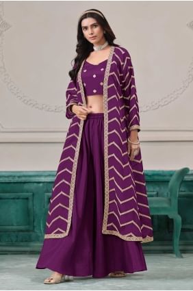 Weaving Chiffon Indow Western Kurti in Purple SK155821