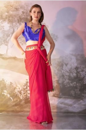 Chiffon Saree in Gajri with Printed SR28131