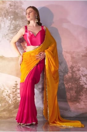 Chiffon Yellow Saree in Printed SR28129