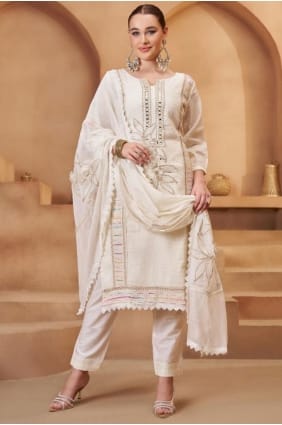 Off white Cotton Weaving Salwar Kameez SK155734