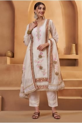 Cotton Weaving Off white Salwar Kameez SK155737