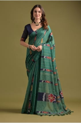 Rama green Saree in Weaving Cotton SR29292