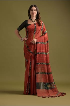 Red Cotton Saree in Weaving SR29293