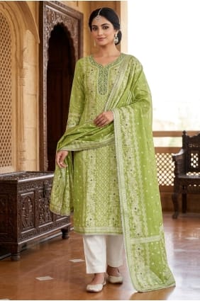 Green Salwar Kameez in Hand Cotton SK159145