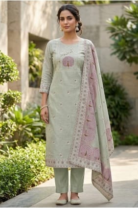 Printed Cotton Salwar Kameez in Grey SK15875