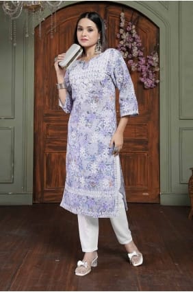 Cotton Salwar Kameez with Chikankari in Lavender SK155035