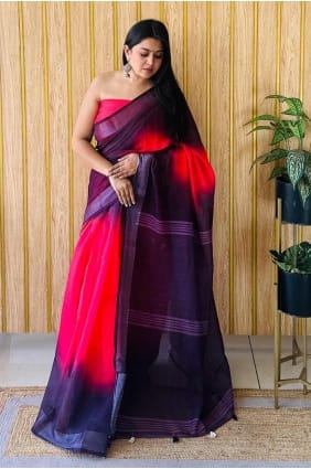 Cotton Saree with Printed in Red SR28104