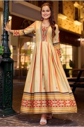 Cream Weaving Gown Dress in Rayon GW1170