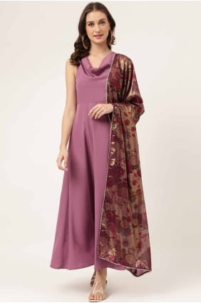 Crepe Kurti in Lavender with Plain KTI2656