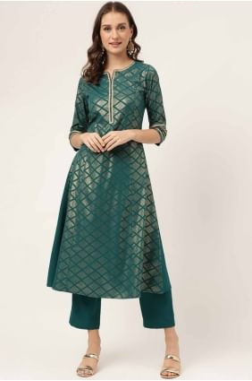 Crepe Plain Teal blue Kurti KTI2657