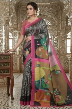 Pink Crepe Saree with Printed SR29809