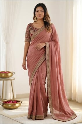 Silk Dusty pink Saree in Embroidered SR30138