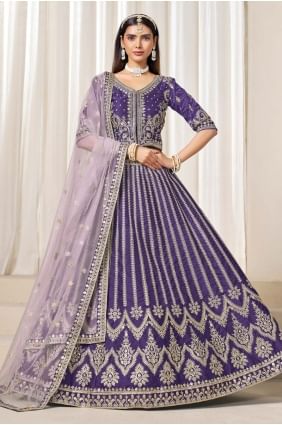 Lavender Art Silk Embroidered Lehenga Choli Set with Dupatta LC8648