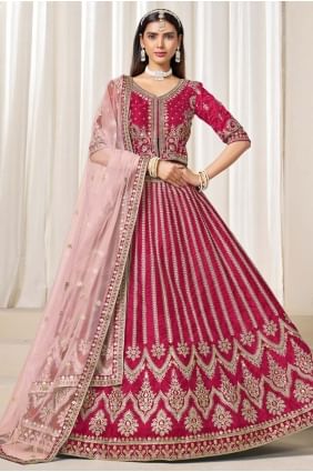 Pink Art Silk Lehenga Choli with Elegant Embroidery Work LC8650