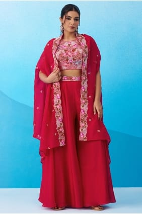 Crepe Palazzo Suit with Embroidered PZ4509
