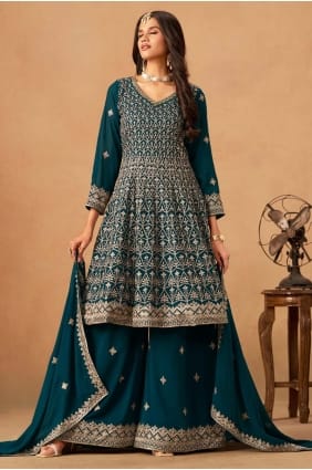 Rama Embroidered Palazzo Suit in Faux georgette PZ4208