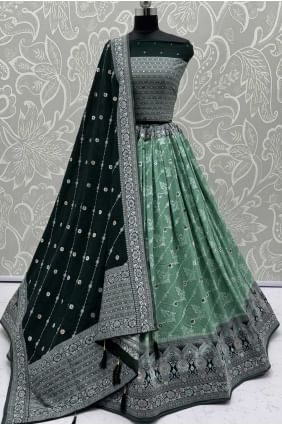 Green Georgette Embroidered Lehenga Choli Set LC8665