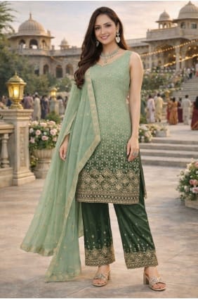 Palazzo Suit in Multicolor Georgette with Embroidered PZ4372