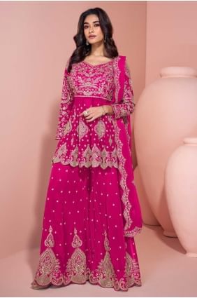 Pink Sharara Suit in Georgette with Embroidered SS1261