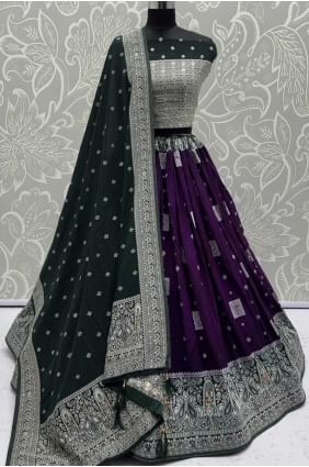 Purple Georgette Lehenga Choli with All-Over Embroidery LC8671