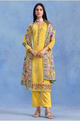 Georgette Yellow Salwar Kameez in Embroidered SK15774