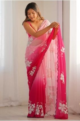 Beautiful Pink Embroidered Georgette Saree SR28699