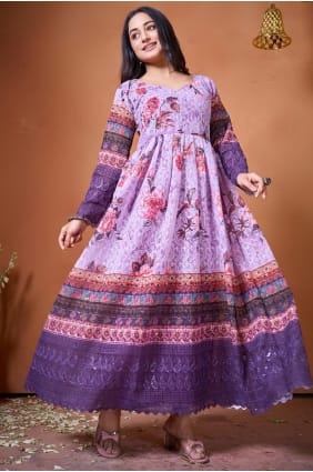 Multicolor Embroidered Silk Gown Dress GW1206