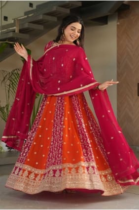 Embroidered Faux georgette Gown Dress in Pink GW1155