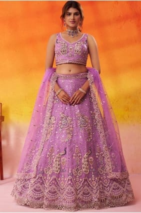 Embroidered Tissue Lavender Lehenga Choli with Dupatta LC8851