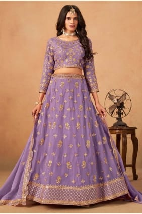 Organza Lehenga Choli in Lavender with Embroidered LC8721