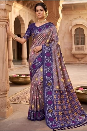 Grey Patola silk Saree with Embroidered SR30118