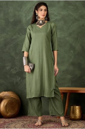 Green Salwar Kameez with Embroidered Cotton blend SK15832