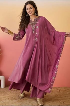 Shimmer Sharara Suit in Pink with Dupatta SS1241