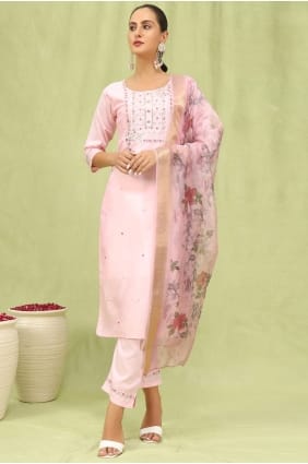 Pink Silk Embroidered Salwar Kameez with Dupatta SK15844