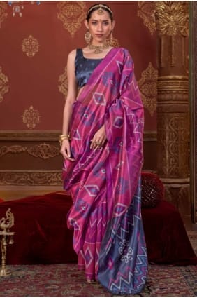 Pink Saree in Embroidered Silk SR29558