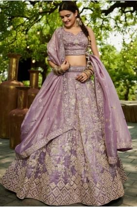 Lehenga Choli in Lavender Tissue with Embroidered LC8596