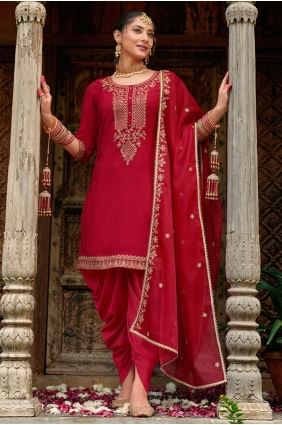 Viscose Salwar Kameez with Embroidered in Maroon SK155793