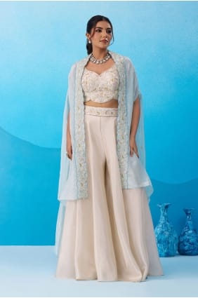 Viscose Palazzo Suit with Embroidered PZ4499