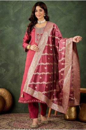 Maroon Salwar Kameez in Viscose with Embroidered SK155689