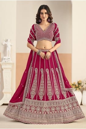 Faux georgette Lehenga Choli in Pink with Embroidered LC8995