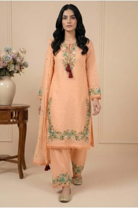 Faux georgette Sequins Peach Salwar Kameez with Dupatta SK15658