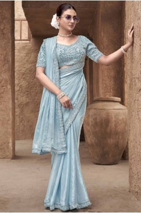 Firoji Satin Saree with Embroidered SR28047